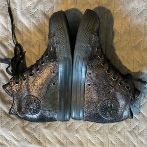 Converse black sparkling hidden wedge chuck Taylor’s women 8 pre-owned condition
